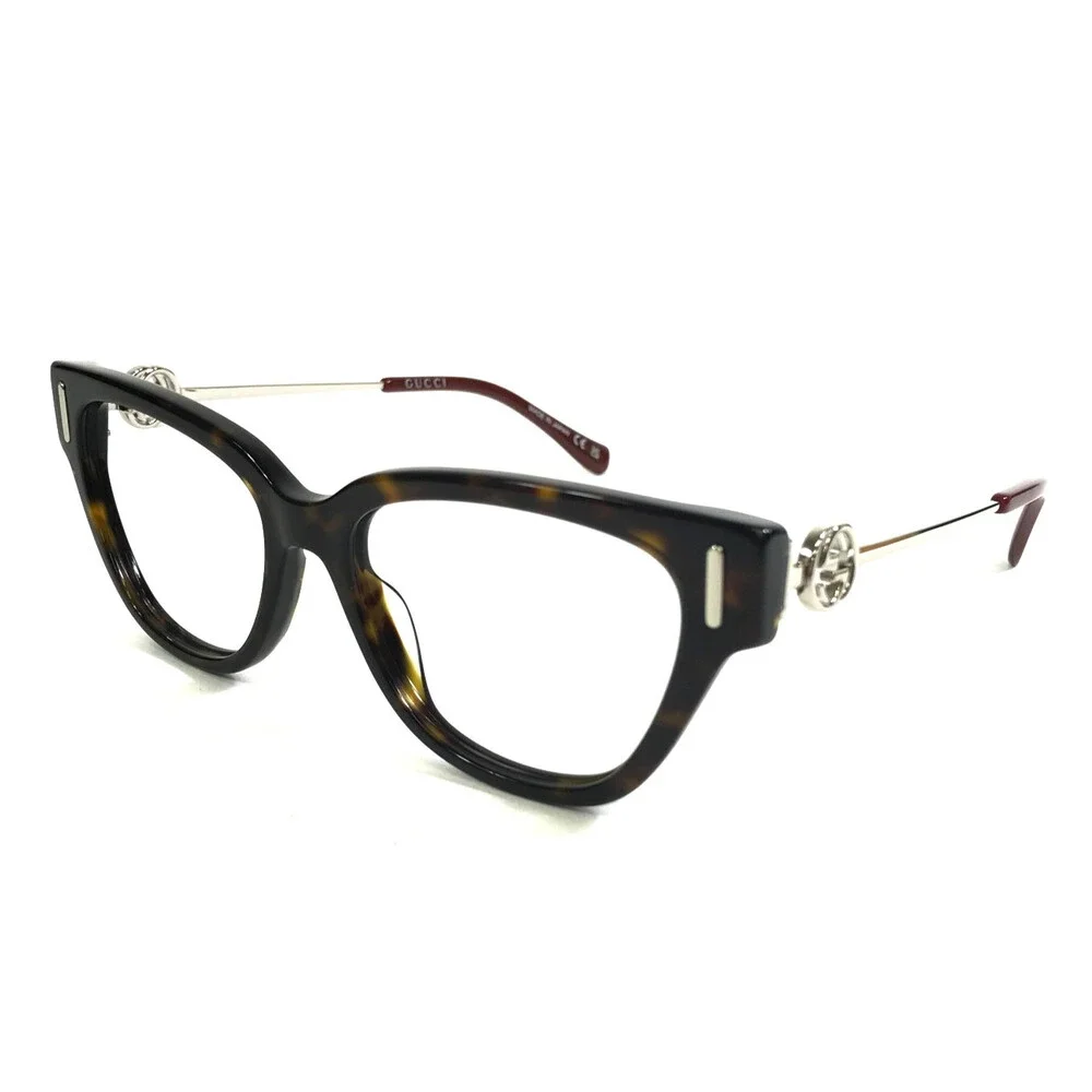 Gucci Eyeglasses Frames GG1205O 002 Tortoise Silver Cat Eye Full Rim 52-16-135